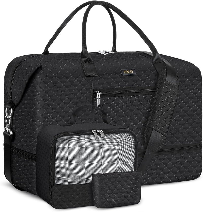 ITIEZY Weekender Bag for Women, Travel Duffel Bag Carry On Overnight Bag with Shoe Compartment Large Nylon Travel Weekend Tote Bag - Image 1
